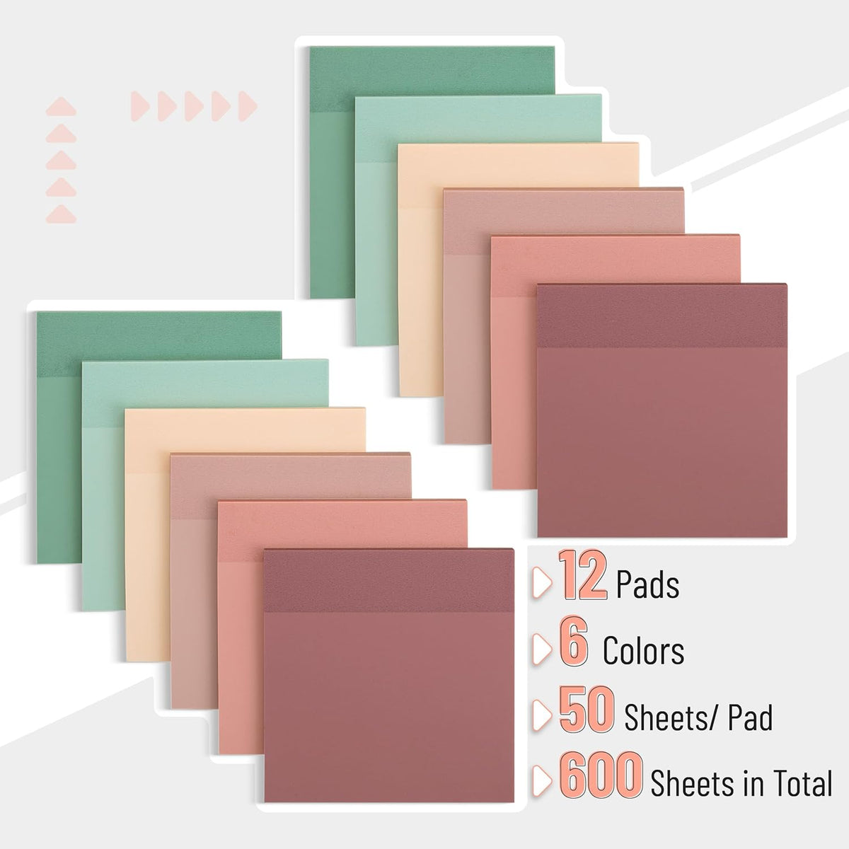 Mr. Pen Boho Colors Sticky Notes - Set of 12 Pads (3"x3"), 600 Sheets - See Through, Clear
