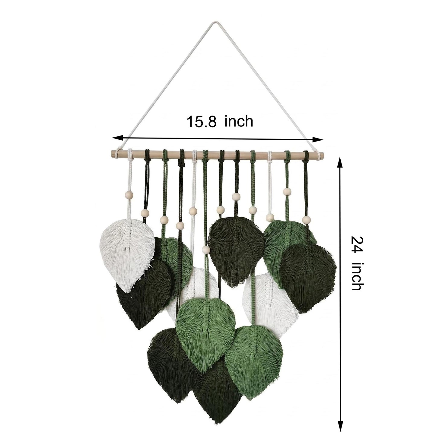 Jditngp DIY Macrame Leaf Wall Hanging Beginners Boho Wall Leaf Tapestry Kit Handmade Woven Tapestry Feather Wall Hanging DIY Macrame Kit for Adults Birthday Gift DIY Craft Kits 15.8" (Green)"