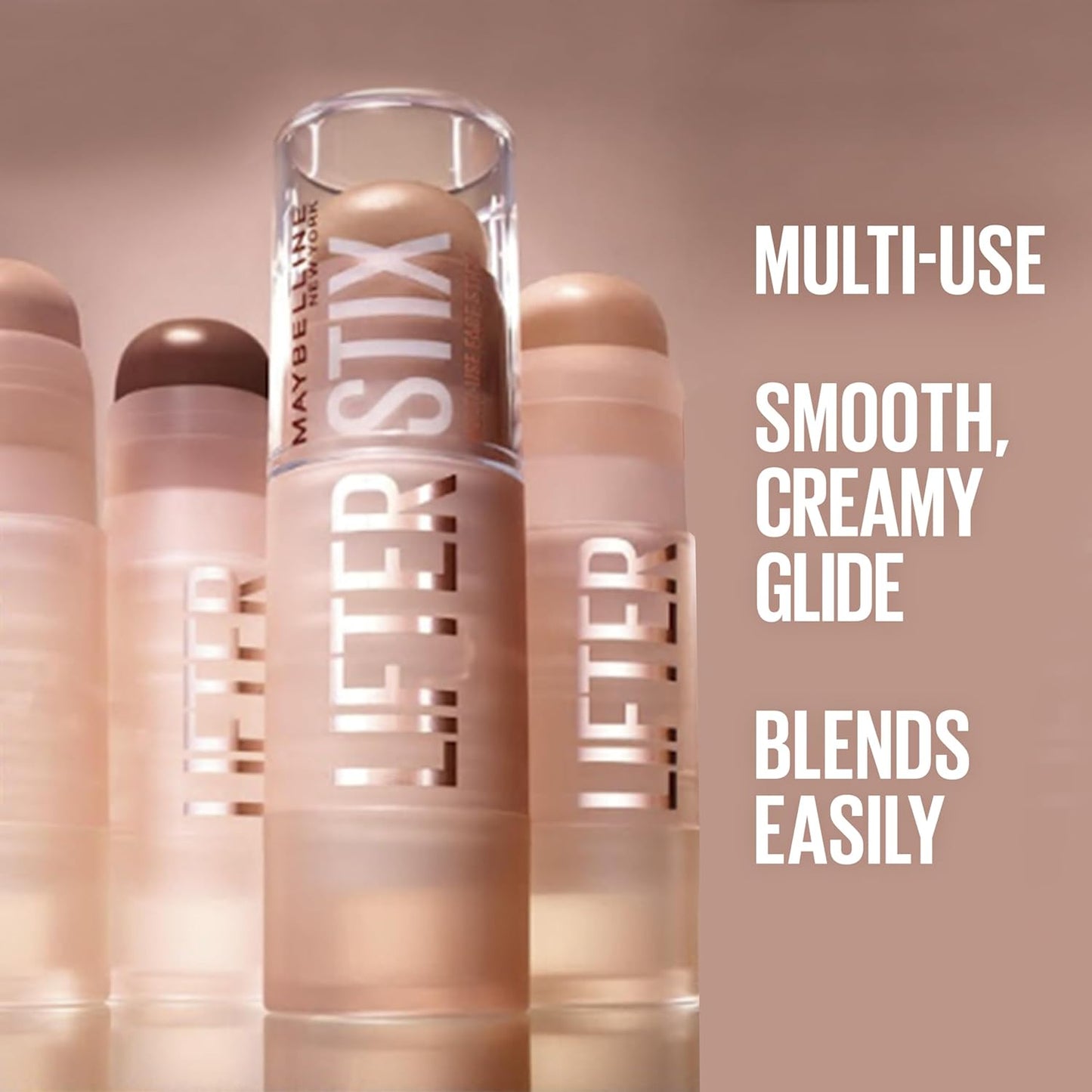 Maybelline Lifter Stix Multi-Use Face Stick - Contour, Bronzer, Concealer and Foundation Stick, All-In-One Creamy Face Makeup with Cranberry Seed Oil, 60, 1 Count