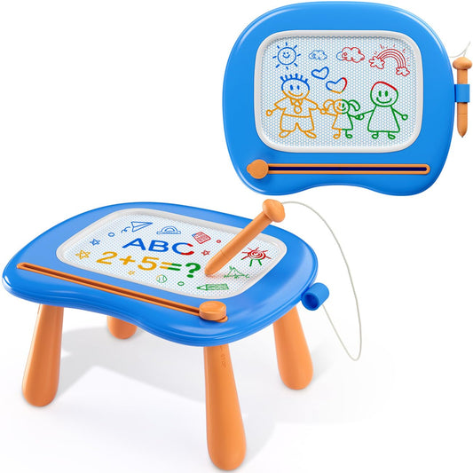 Magnetic Drawing Board Toddlers Toys for 1 2 Year Old Boys - Preschool Education Learning Toys for 12-18 Month Baby - Doodle Pad Birthday Gifts Presents for Kids Age 1-3 - Blue