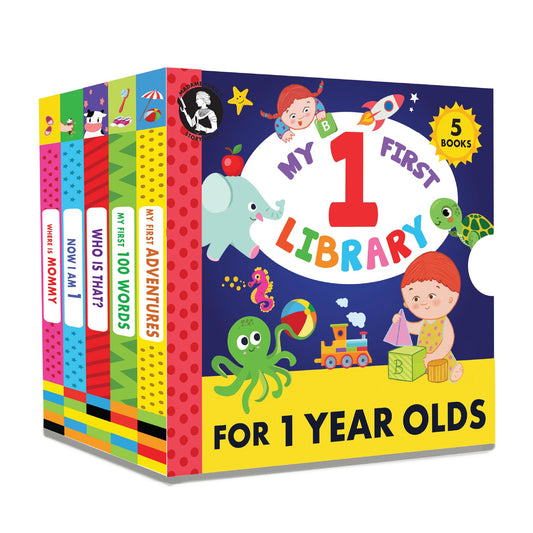 Madame Curie’s My 1 Year Old Library Set of 5 | Baby Toys, for Ages 12-18-24 Months | Best Toddler Board Books | Birthday Gift Ideas for Newborn Girl & Boy, Infant Toys