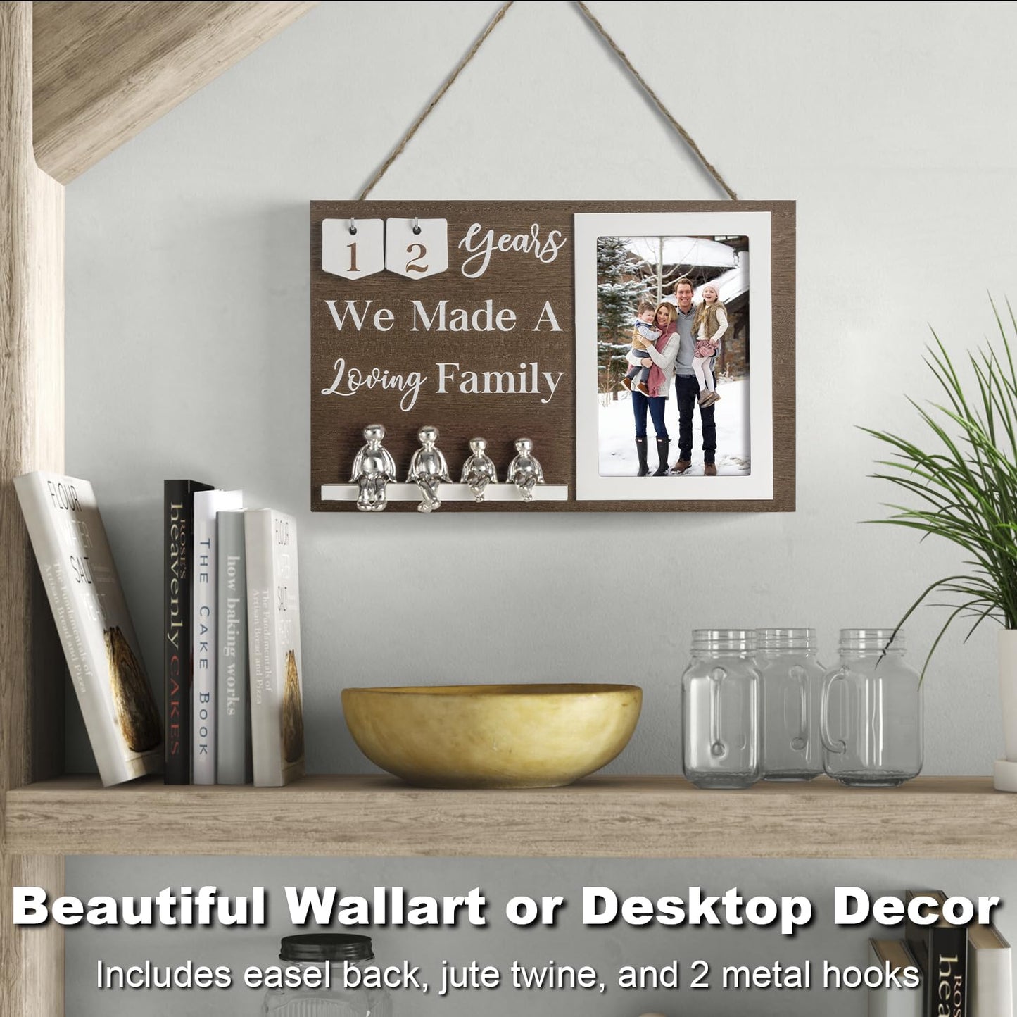 Wedding Anniversary Idea for Wife Gifts for All Anniversaries, 10 Year Tin Gift for Couples Him Her Husband, Aluminum Sculptures Family Tree Picture Frame Keepsake Decor Sculptures DIY Personalized