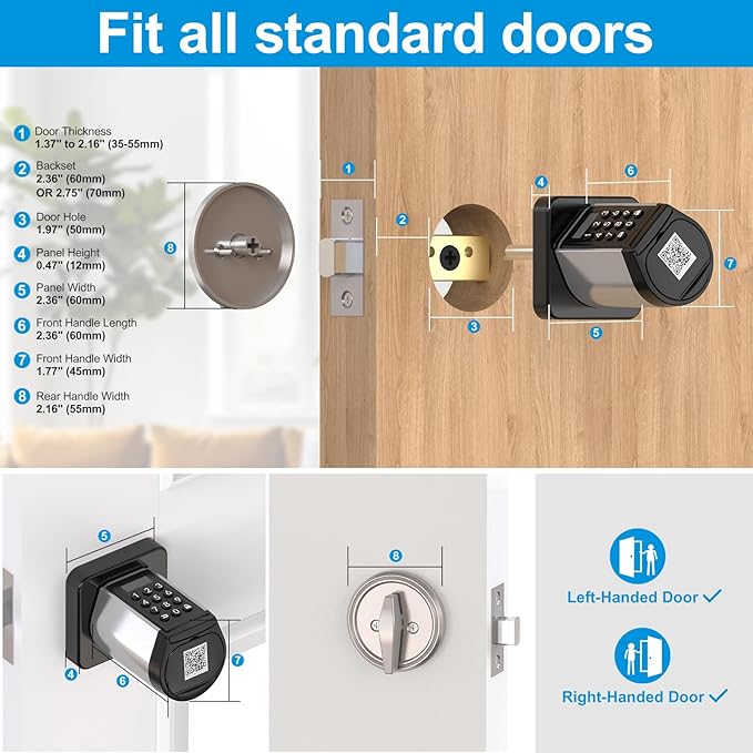 WELOCK Smart Deadbolt Lock, Keyless Entry Door Lock for Front Door, Security WiFi Deadbolt with Keypad, App Control, Anti-Peeking Password,Easy Installation for Bedroom,Home, Apartment,Hotel,Garage