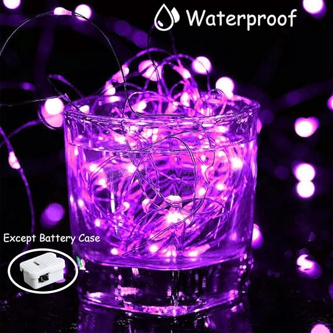 ZGWJ LED Fairy Lights Battery Operated, 8 Pack Purple Twinkle String Lights 20 LED 7ft 3 Lighting Modes Waterproof for Bedroom Decor, Halloween, Christmas, Party Indoor and Outdoor Decoration