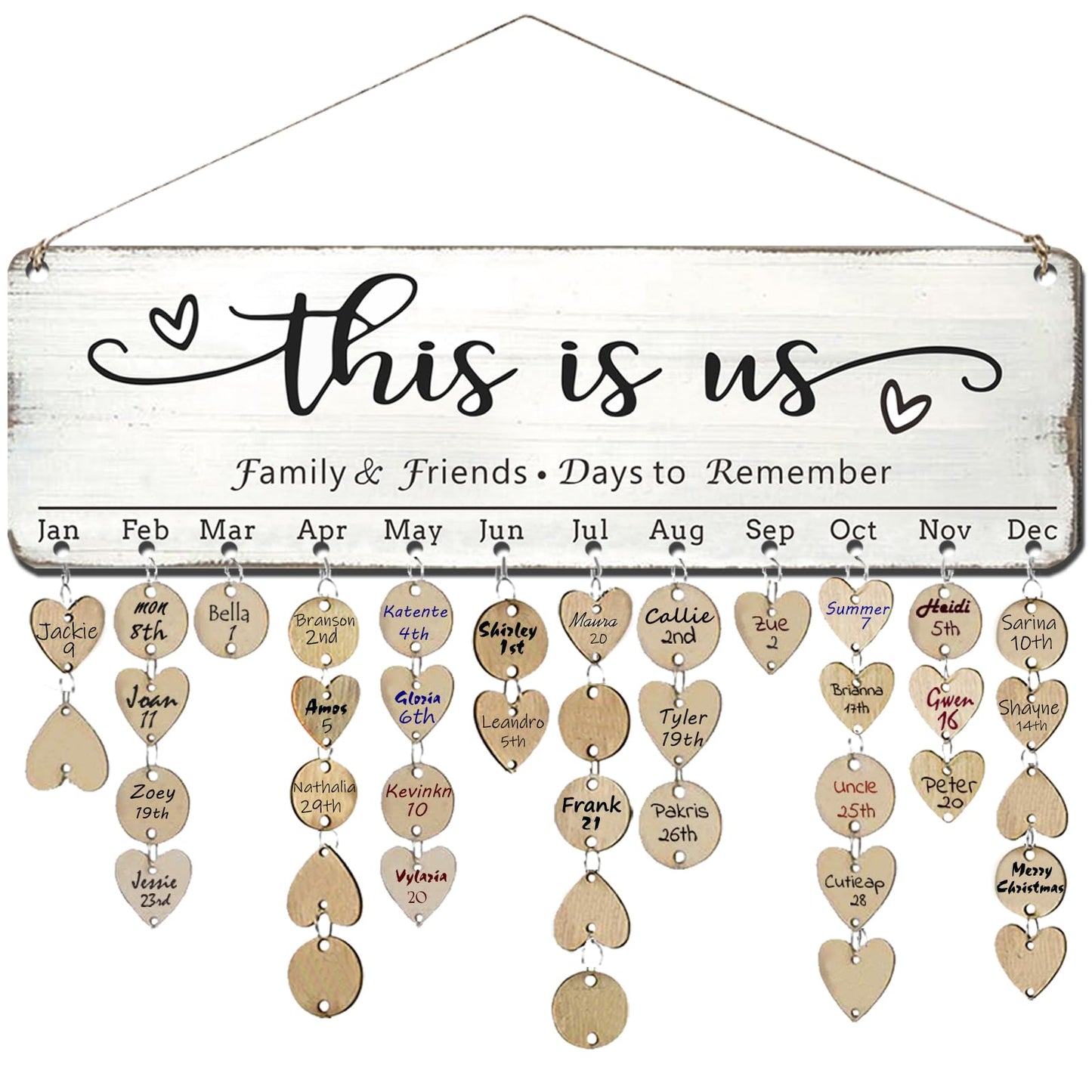 Grandma Mother Best Christmas Gifts from Son in Law, Family Birthday Tracker Calendar Board Wall Hanging to Reminder Important Day, Gifts for Mom Birthday Unique Ideas for Christmas Gift, Birthday