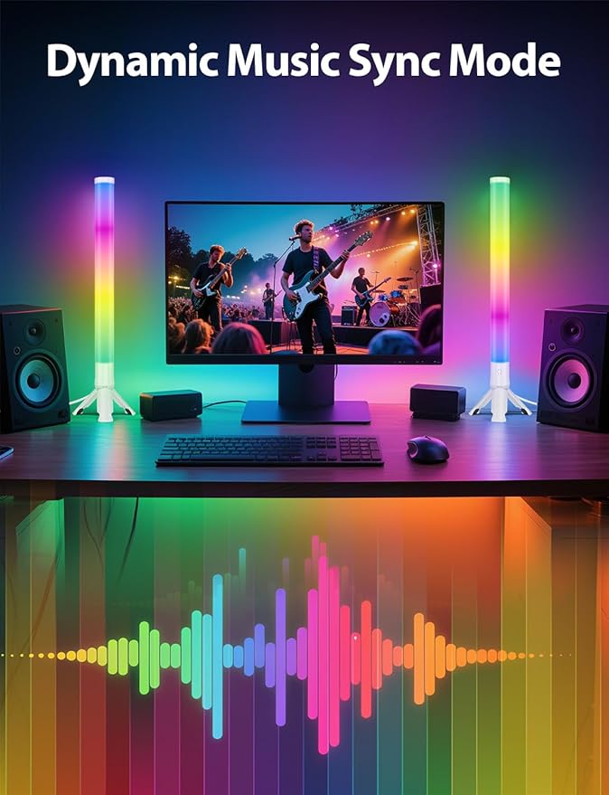 DAYBETTER 360° Smart LED Light Bars, TV Backlight with Music Sync and Scene Modes, RGB Light Bars with 16 Million Colors, 3 Modes Control, Mood Lighting, Gaming Light Bar for Room, Monitor, PC, Desk