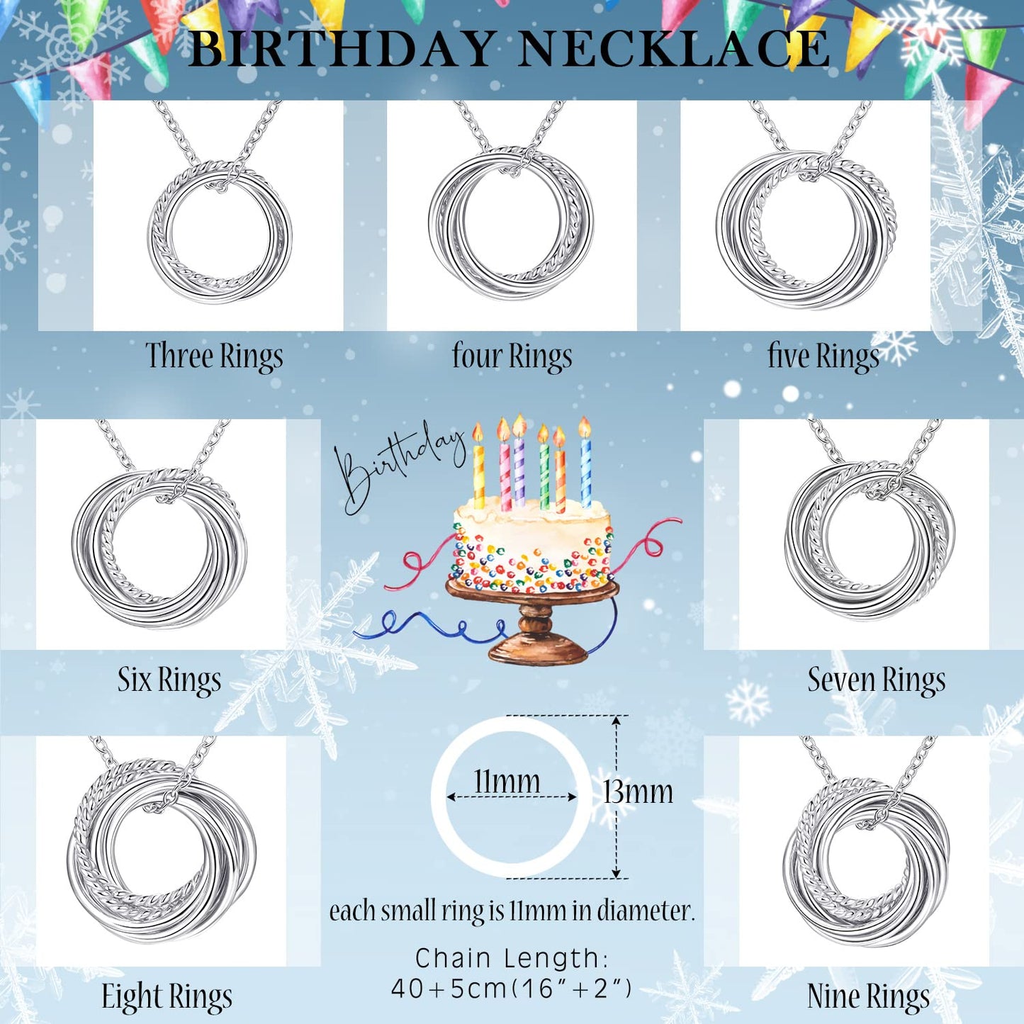 Annamate 80th Birthday Gifts for Women 925 Sterling Silver 8 Circles Necklace For Her Eight Decade Jewelry 80 Years Old Birthday Gift