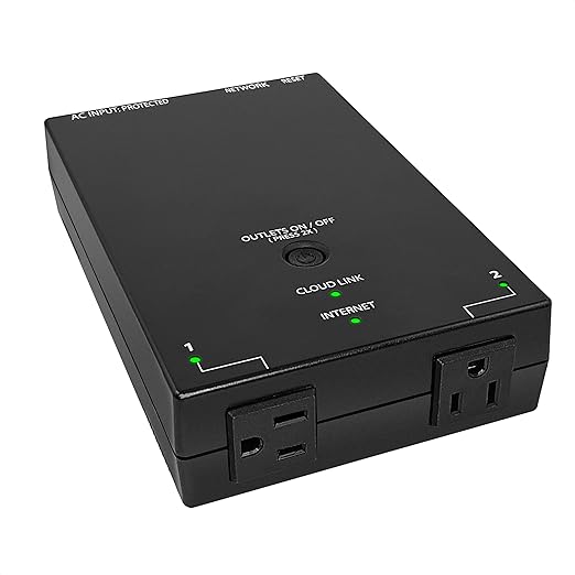 MSNswitch MAX 2-Outlet Internet Enabled Power Switch with Auto Reboot, Power Metering, Surge Protection & Noise Filtration - Ethernet & WiFi - Control via Smartphone, Cloud or API (Model UIS-801bc)