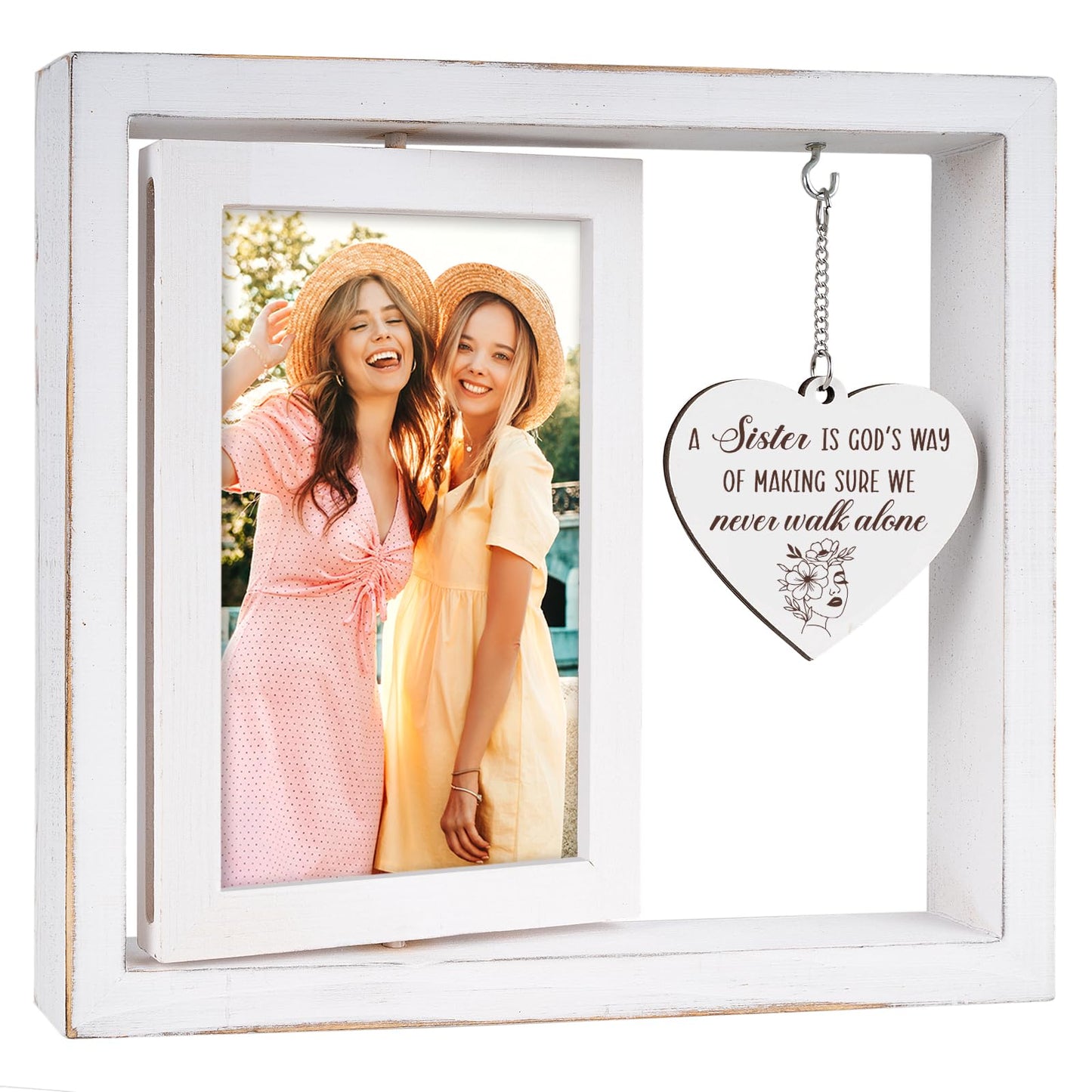 Hudiegify A Sister is God's Way of Making Sure We Never Walk Alone - Sister Picture Frame Sis BFF Best Friend Besties Birthday Gifts from Sis Adult (Display Two 4×6)
