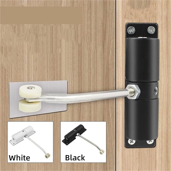 Automatic Adjustable Closer Surface Mounted Automatic Heavy Duty Safety Spring Closer for Interior Exterior Black Door Closer 1Pcs(White)