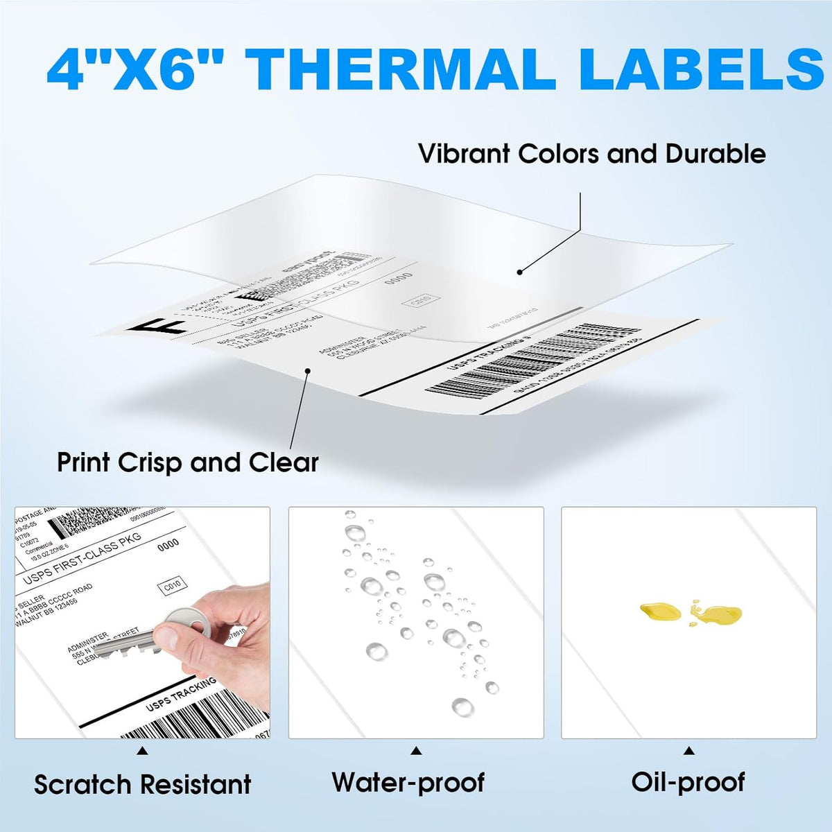MaxGear 4" x 6" Direct Thermal Shipping Labels, 500 Perforated Mailing Labels, Compatible with Brother, Zebra, Rollo & Most Thermal Printers, Commercial Grade, Not for Dymo