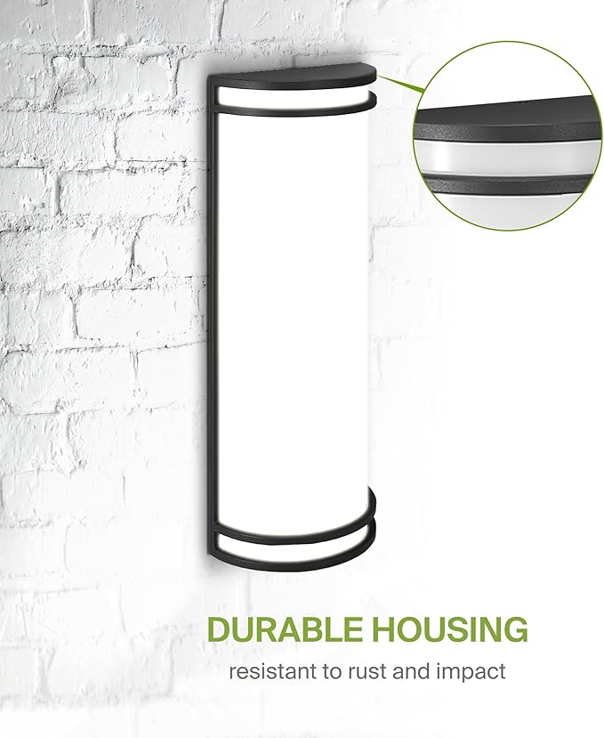 ASD 18 Inch LED Outdoor Sconce Lights - 20W 120-277V 3000K 4000K 5000K Black Exterior Lighting Fixtures, Dimmable Exterior Lights for House, Modern Patio Wall Light Fixture ETL, 2 Pack