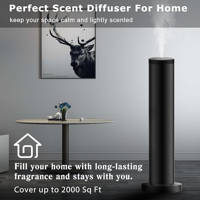 2026 Upgraded Cordless Rechargeable Diffuser - Hotel Scent Diffuser for Whole House- Scent Air Machine -App Bluetooth Control - Waterless Essential Oil Diffuser for Large Room, Studio Office - Black