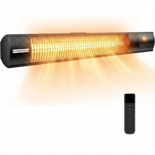 YESERLl Electric Patio Heater with Remote Control- 1500w Outdoor Heater Fast Heating with 3 Power Setting, WallMounted Carbon Infrared Heater Quiet - IP55 Waterproof and 24H Timer for Snow Outdoor