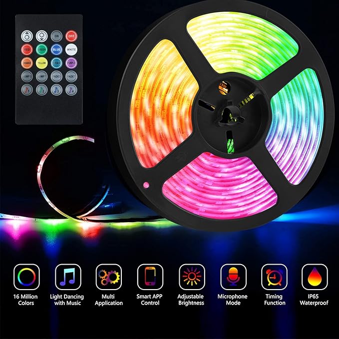 RV Awning Lights Kit, 20FT RGB Dimmable Waterproof 12V Camper Awning Strip Lights with APP/Remote Control, Sound Music Sync, RV Exterior Lighting for Party Motorhome Travel Trailer
