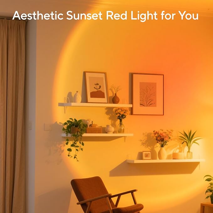Sunset Lamp Projector for Girls, Sunset Red Color Led Lamp Mood Lighting Night Light, 180° Adjustable Sunset Lamps for Living Room Decor/Home Decor/Bedroom Decor/Christmas Gifts/Party