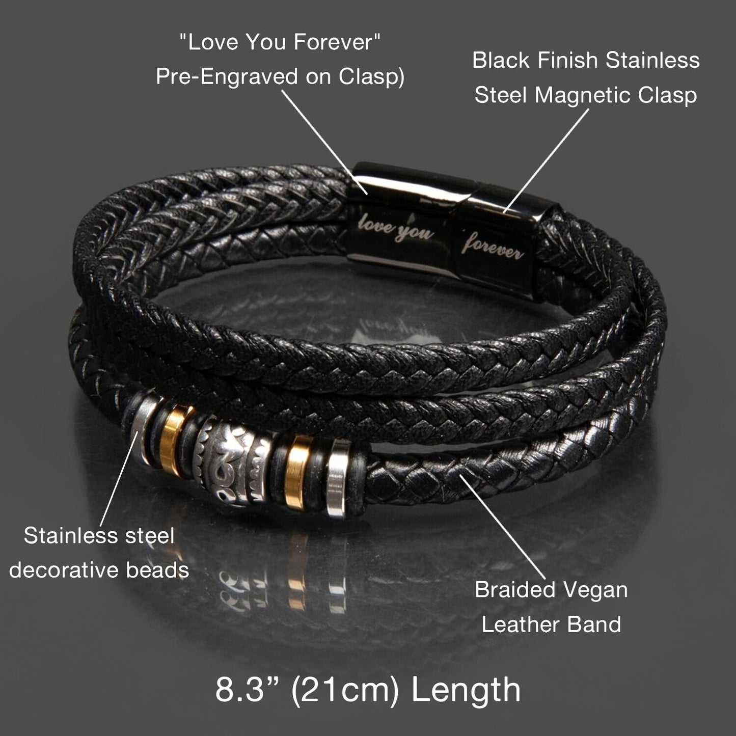 To My Son Bracelet for Son from Mom ad Dad, Stainless Steel Engraved Love You Forever Jewelry, Love You Forever Bracelets Comes With Message Card And Gifts Box