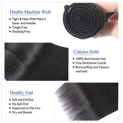 26 28 30 Inch #1B Straight Bundles Human Hair 3 Bundles Brazilian Remy Hair 100 Grams/Bundle 10A Grade Unprocessed Virgin Hairs Straight Bundle Weaves Extensions