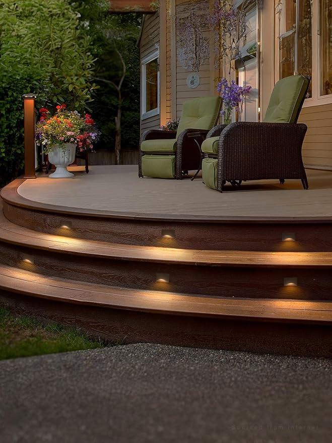 LEONLITE 12-Pack 5CCT 120V LED Step Lights, 150LM 5%-100% Dimmable Stair Lights Indoor Outdoor IP65 Waterproof, Aluminum Anti-Glare Shell, CRI90 ETL 2700K/3000K/3500K/4000K/5000K, Oil Rubbed Bronze