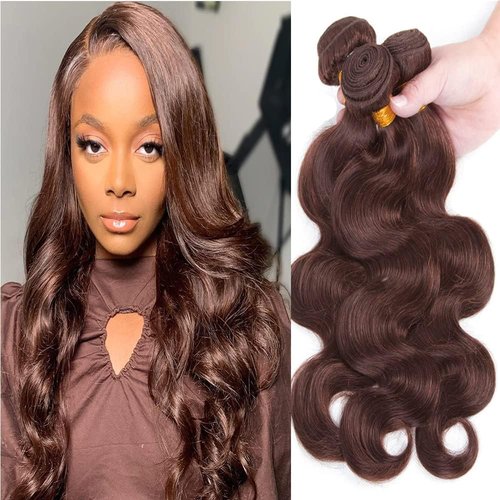 Condescension Brazilian Human Hair Bundles 20 22 24 Inch Body Wave 3 Bundles Human Hair 100% Unprocessed Remy Brazilian Virgin Weave Hair Chocolate Brown 4 for Women
