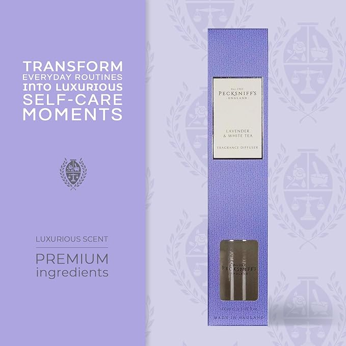 Pecksniff's Classic 100 ml/ 3.3 fl oz Reed Diffuser Set, Lavender & White Tea