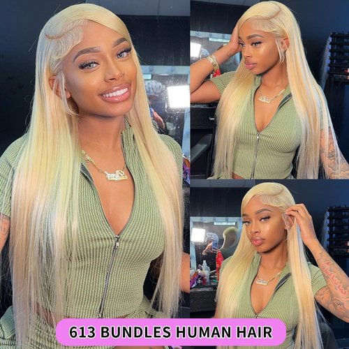 613 Bundles Blonde Bundles Human Hair 28 Inch 613 Straight bundles 100% Unprocessed 12A Grade Brazilian Virgin Hair Bundles 1 Bundle Human Hair 613 Blonde Bundle