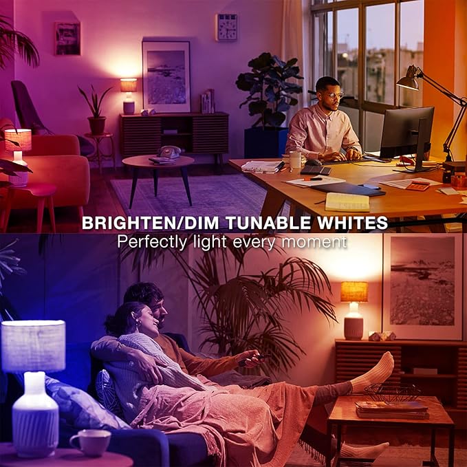 DAYBETTER Smart Light Bulbs, Alexa Light Bulb, WiFi Light Bulbs, RGBCW Color Changing Light Bulb A19 9W 800LM, Smart Bulbs That Work with Alexa & Google Assistant, Music Sync, No Hub Required, 12 Pack