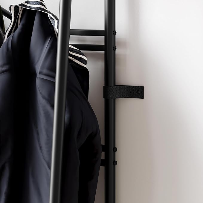 Coat Rack, 4-In-1 Hall Tree, Entryway Shoe Bench Coat Standwith Metal Frame, 3-Tier Shelf and 10 Hooks for Entryway,Hallway, Bedroom