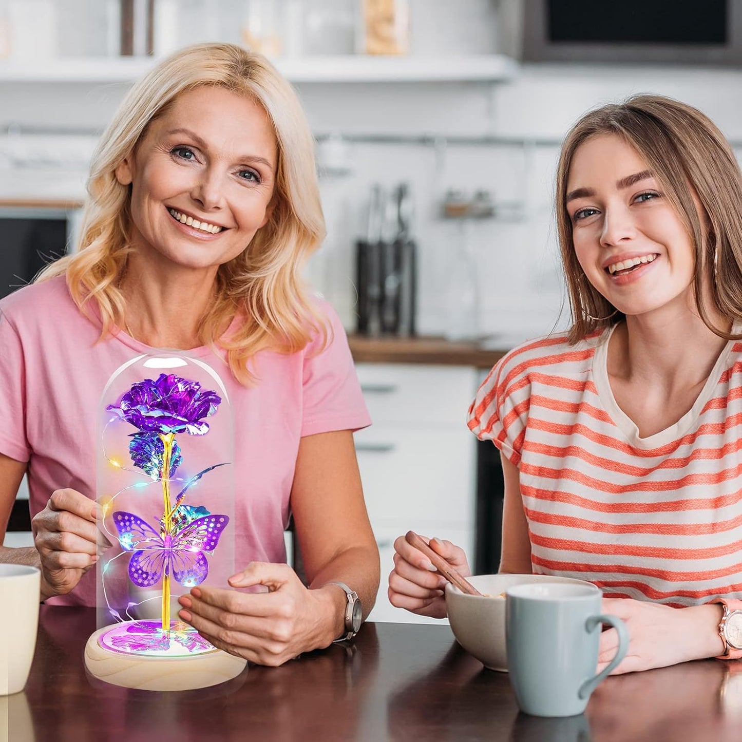 QUNPON Mothers Day Rose Gifts for Mom Flowers Rose Gifts for Women,Birthday Gifts for Women,Purple Butterfly Flowers for Mom Mother Day Flower Gifts from Daughter Son,Gift for Sister,Her,Grandma,Wife