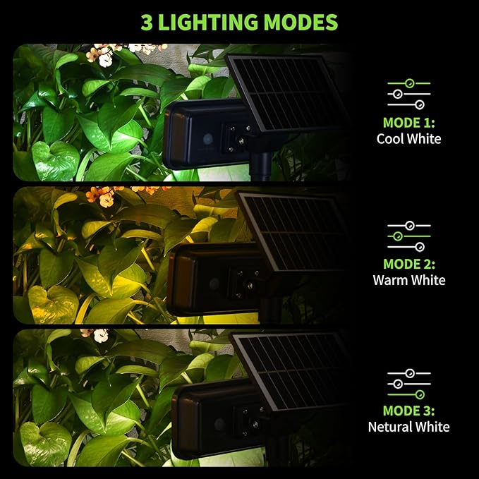 Solar Spot Lights Outdoor, 2 Pack Landscape Spotlights 3 Lighting Modes IP65 Waterproof Adjustable Solar Panel House Light for Yard Garden