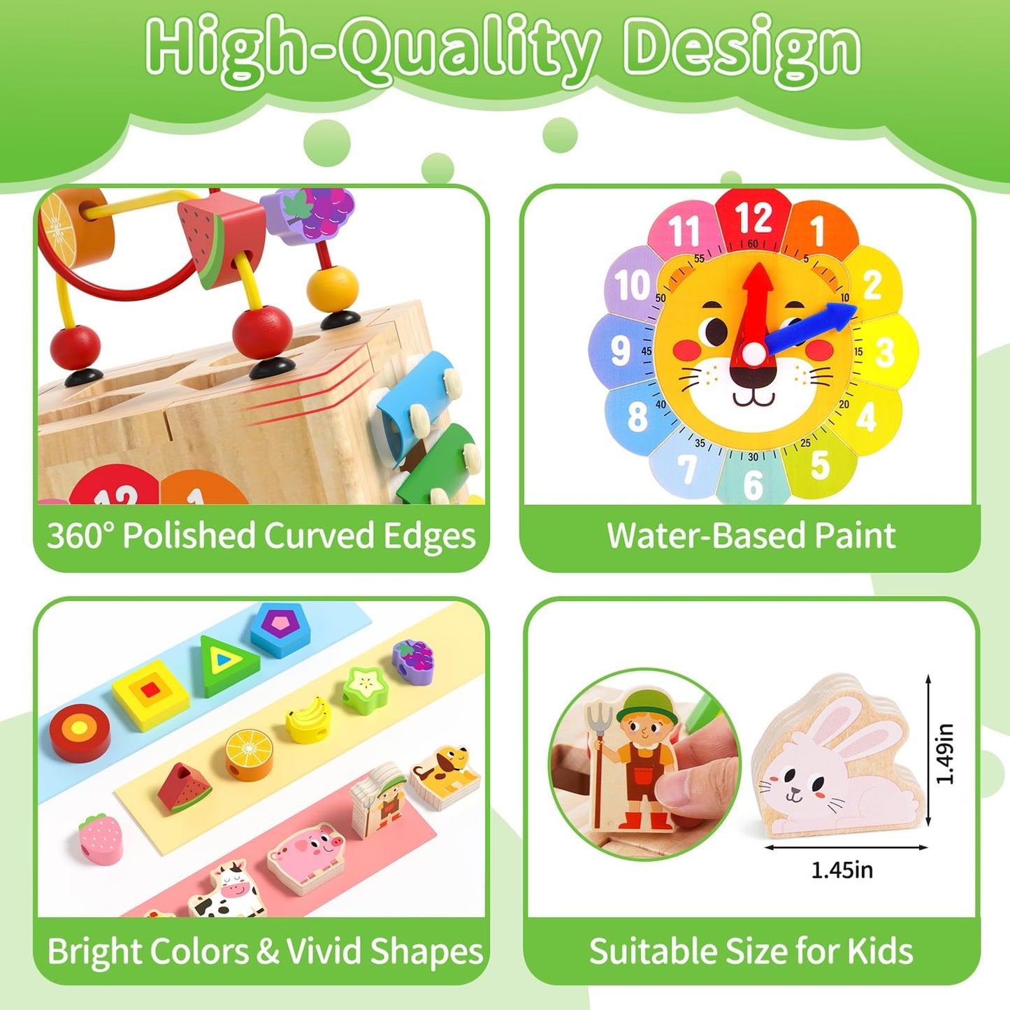 Toddler Wooden Activity Cube Toys, Montessori Toys for 1 2 3 Year Old Boy Girl, Educational Learning Toy for Toddlers 1-3 2-4 Years, Sensory Infant First 1st 2nd one two Christmas Birthday Gifts