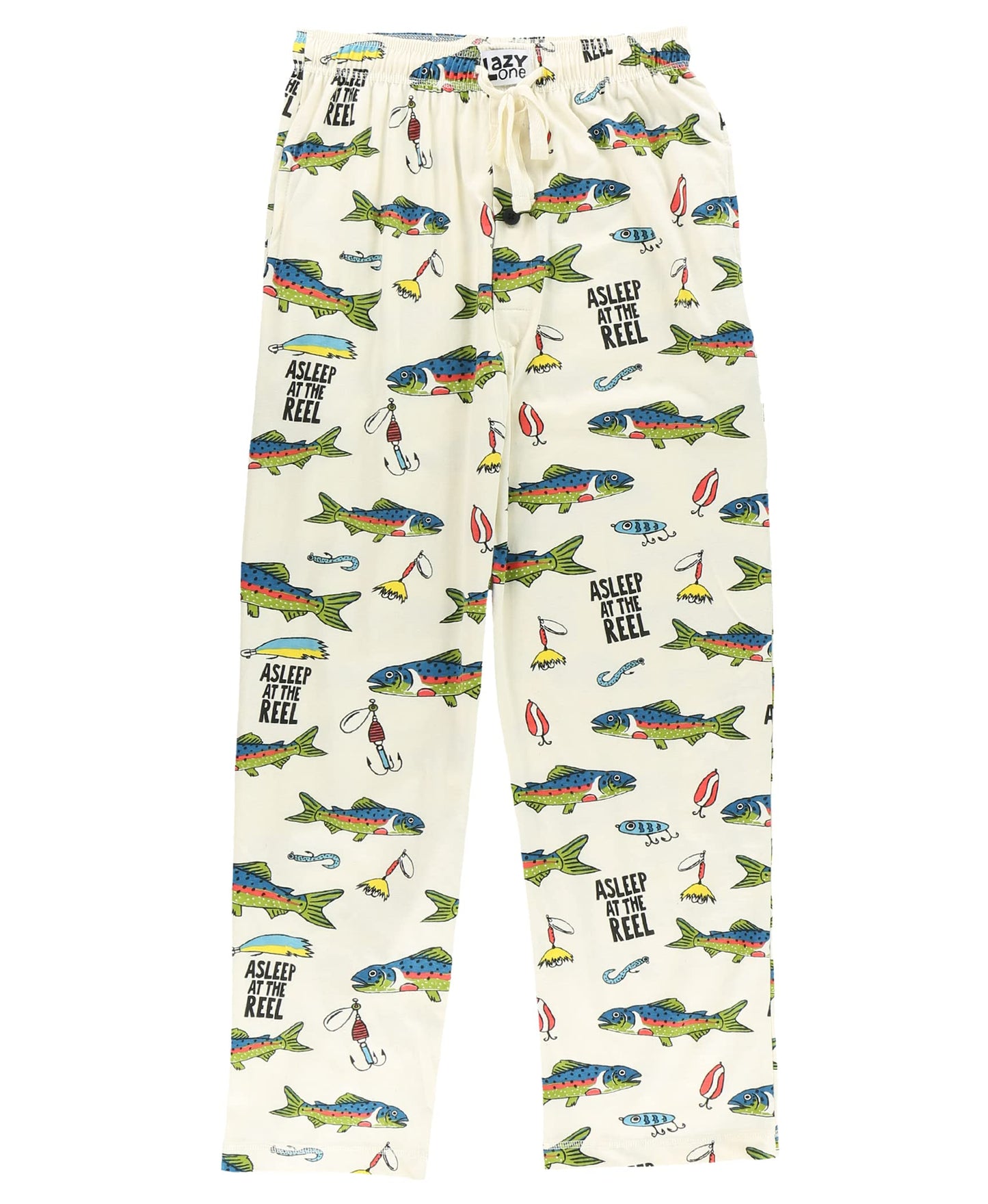 Lazy One Funny Ocean Pajama Pants For Men, Men's Separate Bottoms, Lounge Pants, Fishing, Outdoors (Asleep At The Reel, MEDIUM)