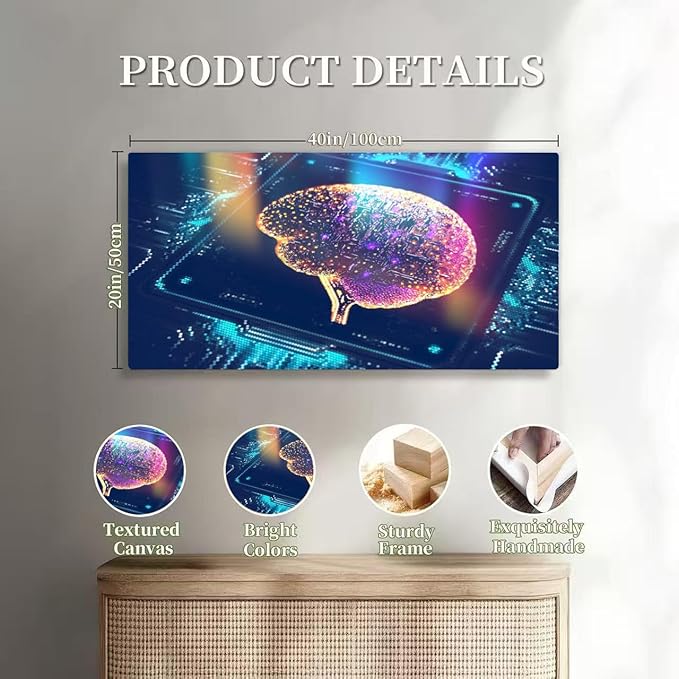 Wibinuki Wall Art Wall Decor Wall Paintings Artificial Intelligence CPU quantum computing for Living Room Bedroom Bathroom Home Decor Can Be Hung Directly 20"x 40"