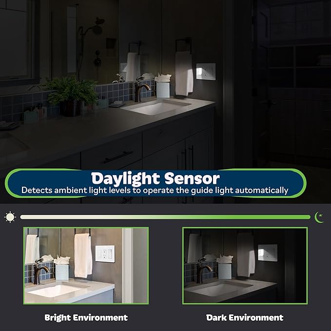 TOPGREENER Full Face LED Decorator Guide Light with Automatic Daylight Sensor, Decorator Night Light, 120VAC/15A, TGLFL-W-10PCS, White, 10Pack