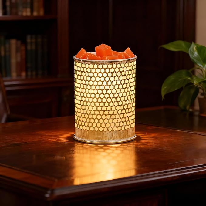 ASAWASA Metal Wax Melt Warmer Wax Warmer for Scented Candle Wax Melter for Warming Scented Candles and with to Freshen Room Spa Home Office (Honeycomb)
