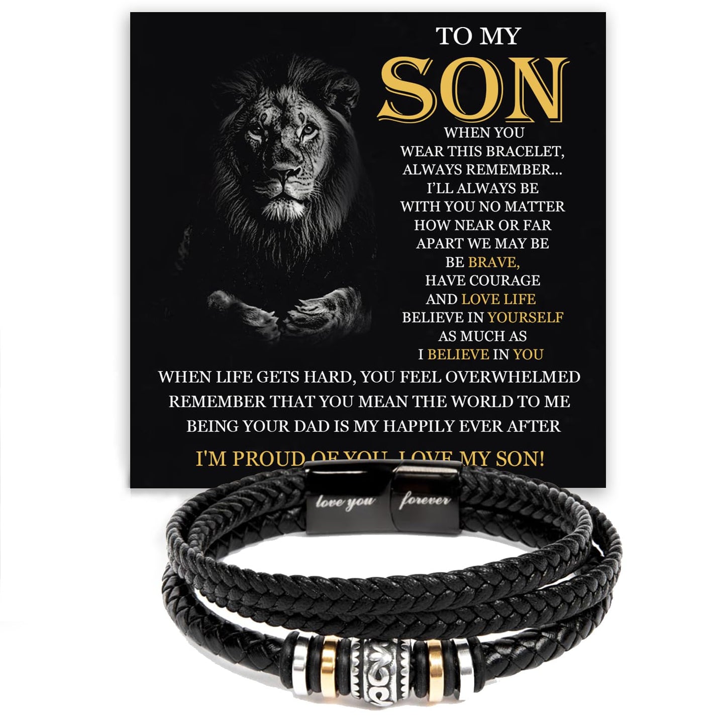 To My Son Bracelet for Son from Mom ad Dad, Stainless Steel Engraved Love You Forever Jewelry, Love You Forever Bracelets Comes With Message Card And Gifts Box