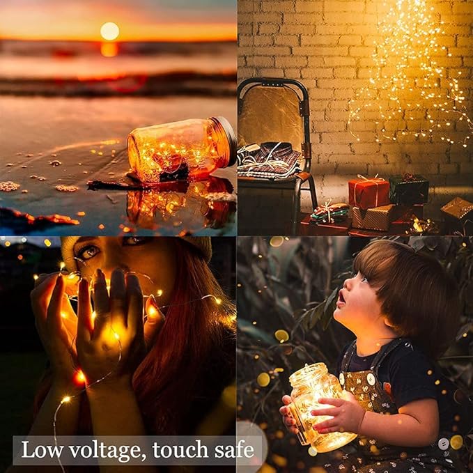 Led String Lights, Mini Battery Powered Copper Wire Starry Fairy Lights, Battery Operated Lights for Bedroom, Christmas, Parties, Wedding, Centerpiece, Decoration (5m/16ft Warm White)