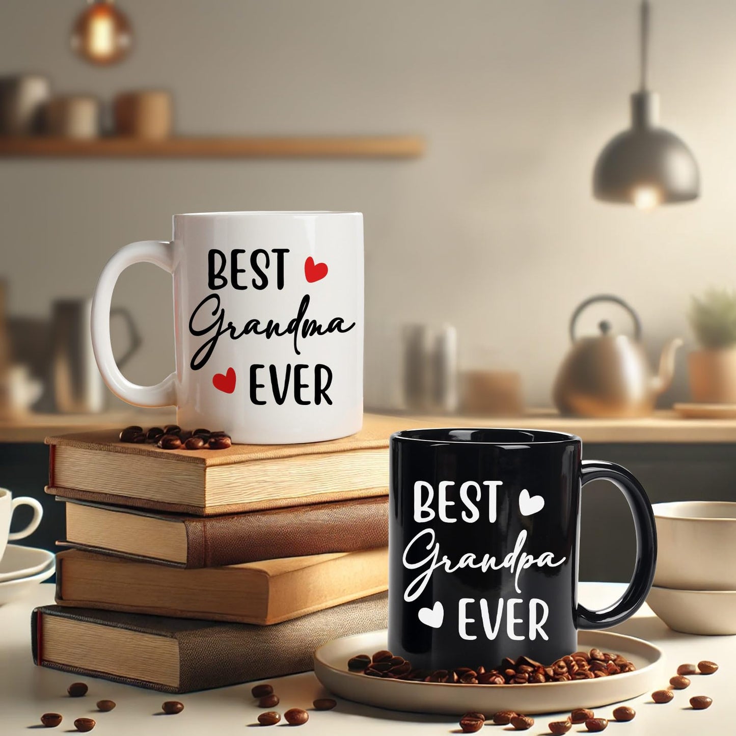 Breezy Valley Best Grandma and Grandpa Mugs - Grandparents Gifts from Grandkids, Anniversary Birthday Set, World's Best Coffee Mug