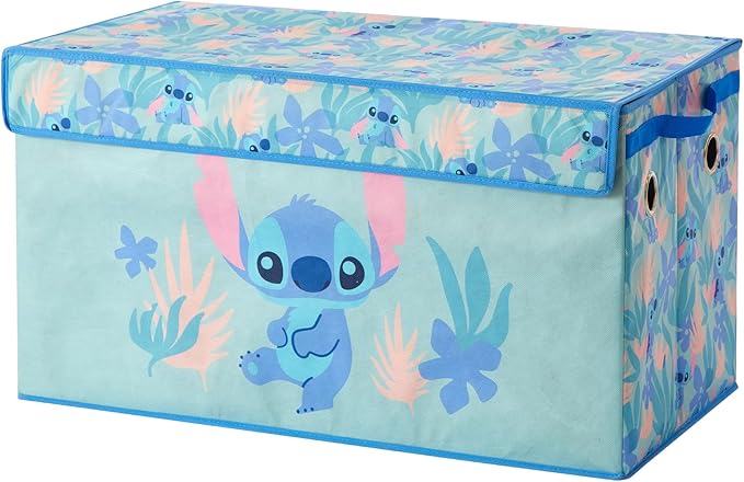 Idea Nuova Disney Stitch Collapsible Storage Trunk – Durable Organizer with Soft Lid – 28.5'' x 14.5'' x 16'' – Toy Chest & Storage Bin for Kids Bedroom, Playroom, or Nursery