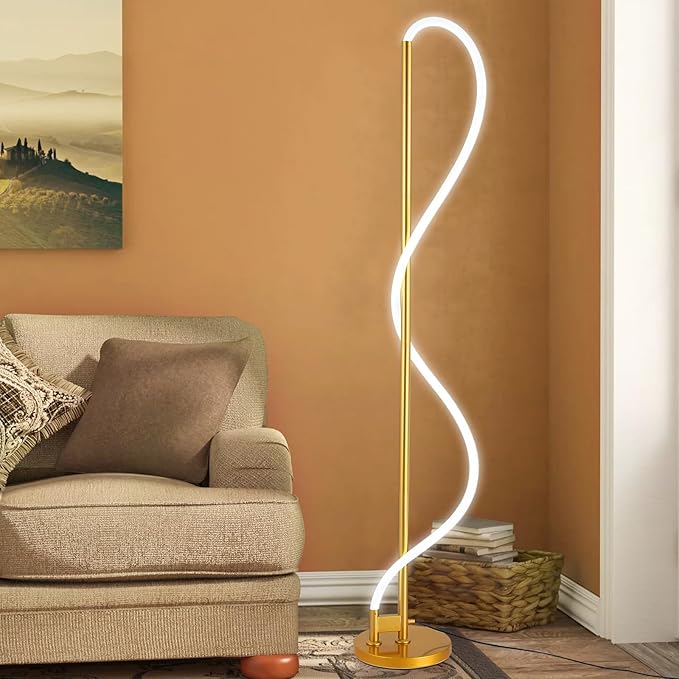 Modern LED Gold Floor Lamp, 3-Level Dimmable Flexible DIY Modeling Tall Standing Lamp, 35W/2700lm Ultra Bright White Light Corner Floor lamp For Bedroom, Living Room, Office