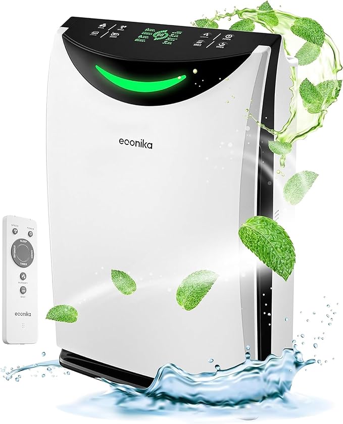 4 in 1 Humidifier and Air Purifier in One Large Room – HEPA Air Purifier and Humidifier Combo with UV Light, Quiet for Bedroom and Living Room – Whole House Large Room Cleaner