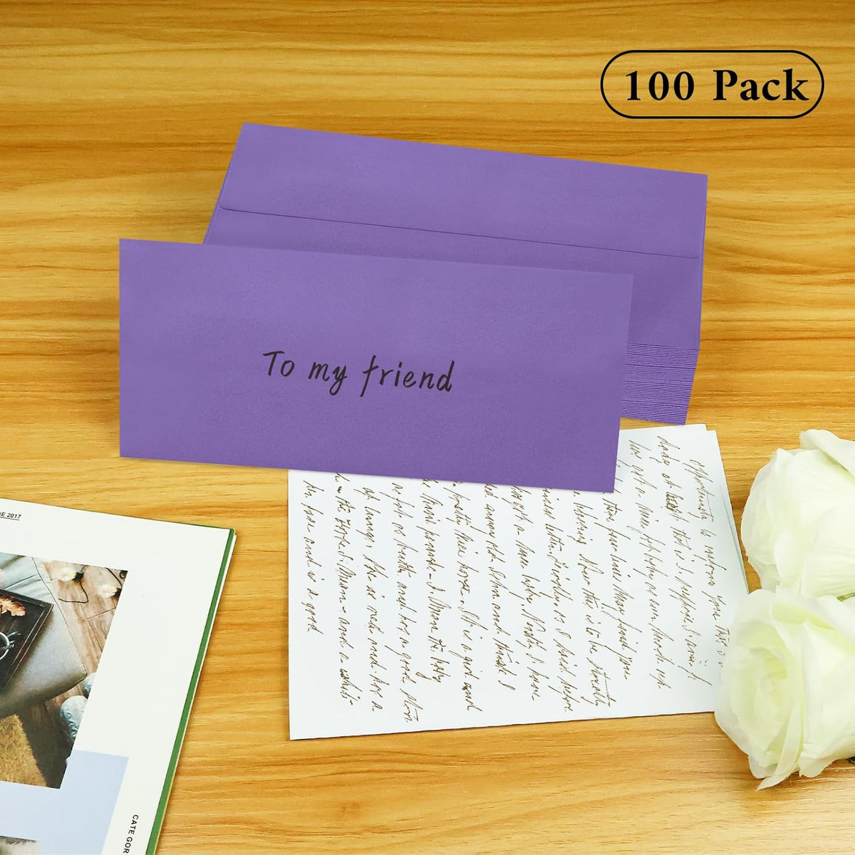 100 Pack #10 Business Envelopes, Dark Purple Standard Envelopes Self Seal, Letter Size Mailing Envelopes for Checks Letters Invoices Christmas Birthday Graduation Wedding, 4 1/8 x 9 1/2 Inch