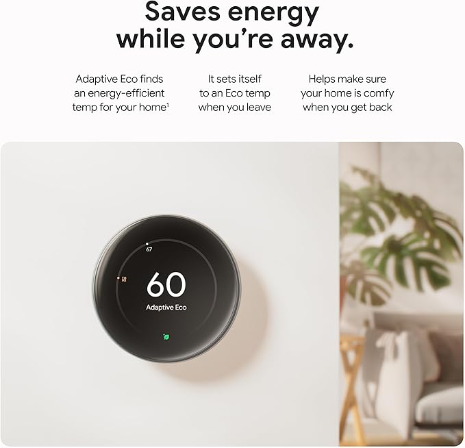 Google Nest Learning Thermostat (4th gen) + Nest Temperature Sensor (2nd gen) - Obsidian