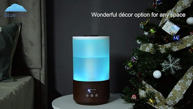 BlueHills Premium Set of Two Large 2500 ML and 4000 ML Tall XL Essential Oil Diffusers Humidifier Combo for Large Room Home with Décor Cover LED Lights Great Gift – Value Pack of Dark Wood Grain.