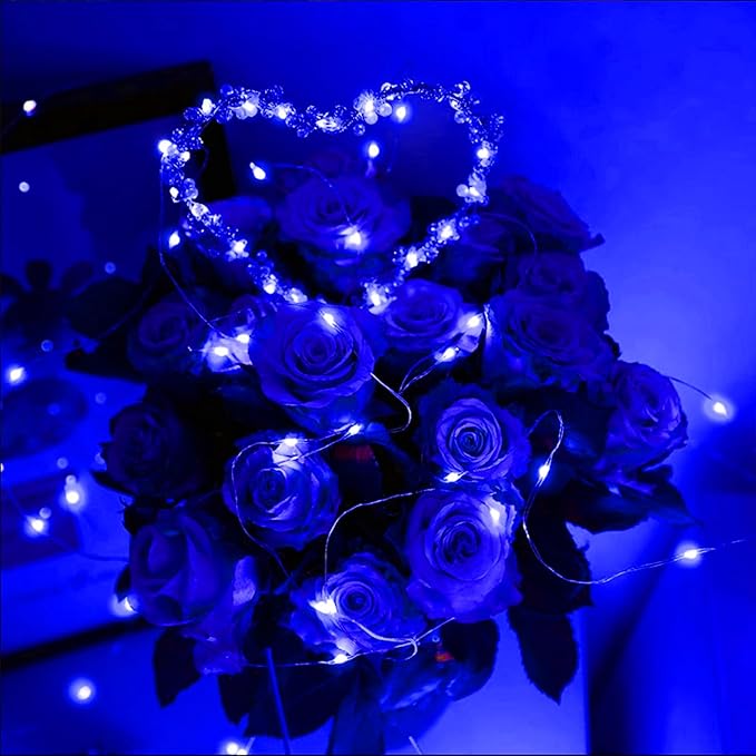 LAMPHOME 6 Pack Blue Fairy Lights Battery Operated - 7ft 20 LED Lights Copper Wire Mini String Light Firefly Light for Mason Jars DIY Crafts Christmas Wedding Party Centerpiece Table Decor