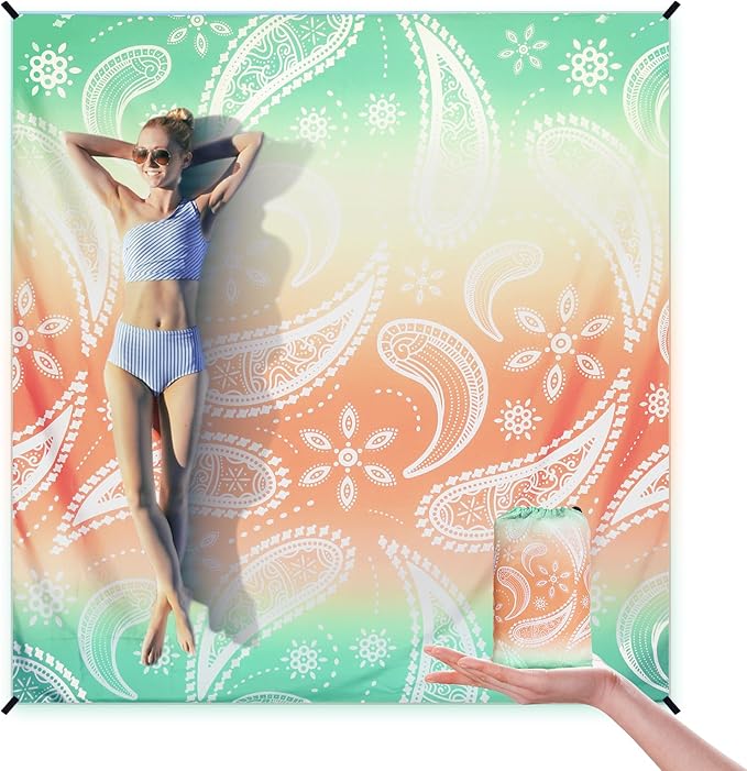 AISPARKY Beach Blanket Waterproof Sandproof Quick Drying Beach Mat Extra Large Outdoor Picnic Blanket for Travel Camping Hiking