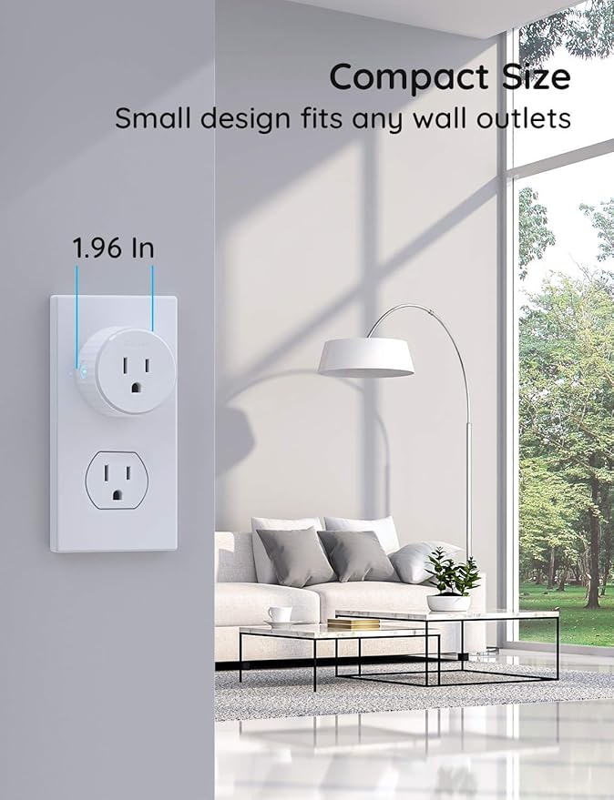 Govee Dual Smart Plug 2 Pack, 15A WiFi Bluetooth Outlet, Work with Alexa and Google Assistant, 2-in-1 Compact Design Bundle with Govee Smart Plug, WiFi Plugs Work with Alexa & Google Assistant