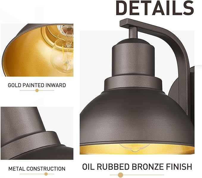 zeyu Interior Wall Sconce Light Fixture, Industrial Wall Lamp for Bedroom, Metal Dome Shade in Oil Rubbed Bronze Finish, ZY24-1W ORB