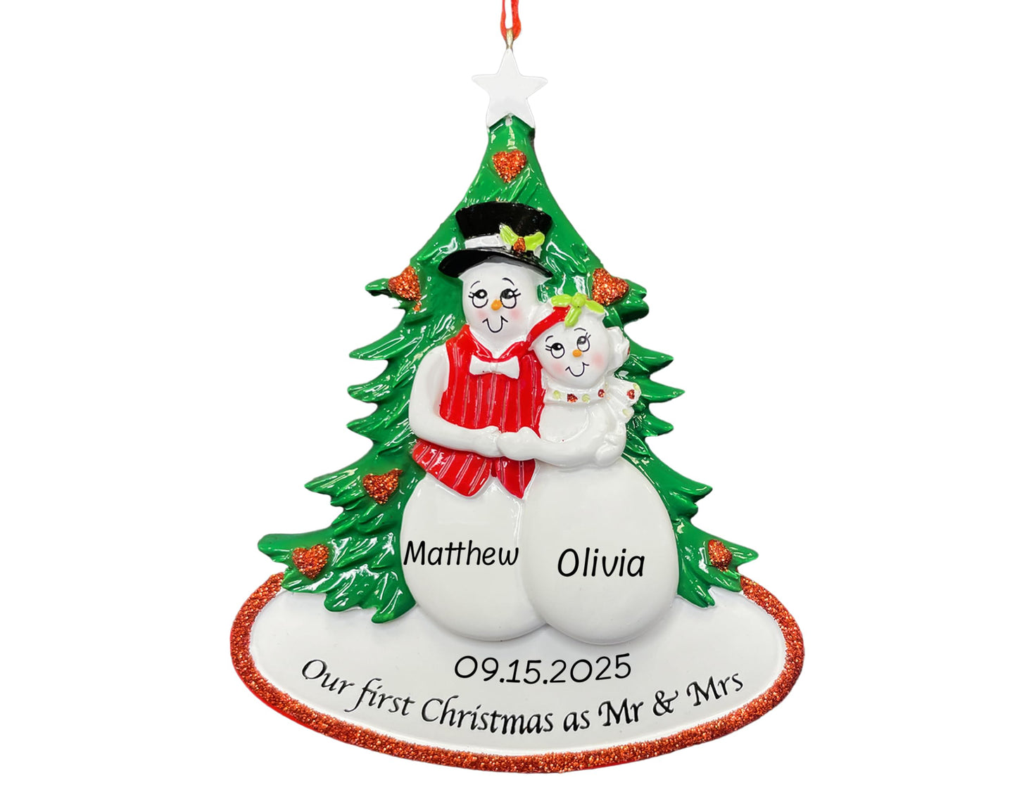 Personalized Our First Christmas as Mr & Mrs Ornament 2025 | Custom Newlywed Snowman Couple for Xmas Tree | 1st Year Married Wedding Marriage Gift