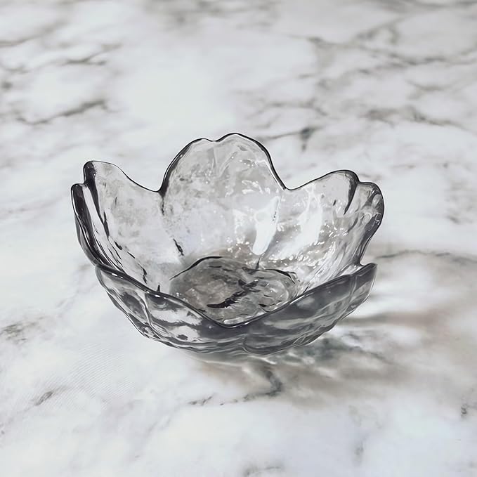 Black Crystal Flower Jewelry Ring Dish, Clear Trinket Bowl, Cute Nightstand Decor Ring Holder for Women, Home Decor Gifts for Women, Wedding, Birthday, Mother's Day